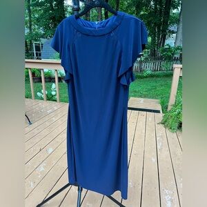 Navy flutter sleeve dress